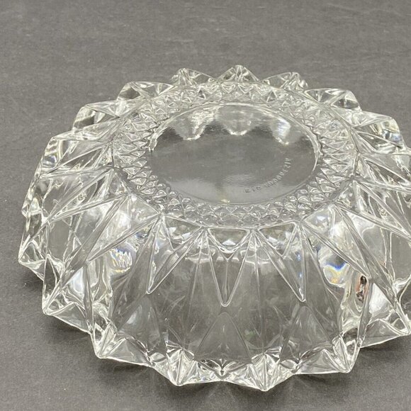 VTG KIG‎ Indonesia Diamond Pressed Glass Clear Round Ashtray Trinket Dish MCM - Picture 5 of 13